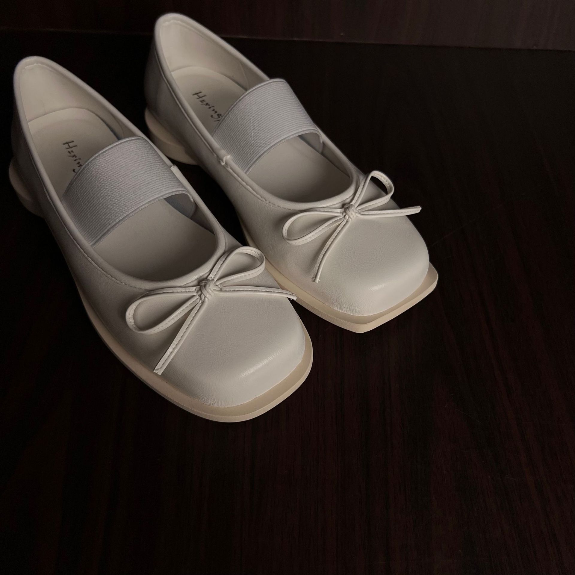 Womens Bow-Knot Genuine Leather Ballet Flats With Thick Soles foto 5