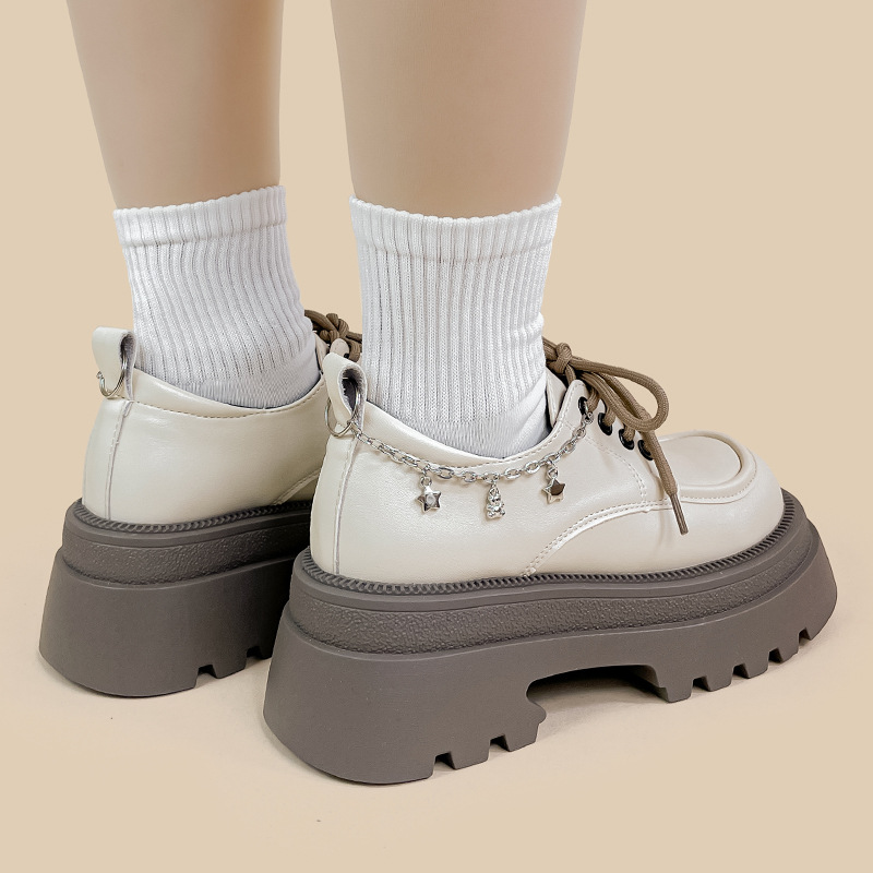 Amy And Mai British Style White Platform Leather Shoes foto 4
