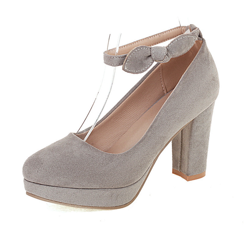 European And American-style Women's Round-toe Chunky-heeled Pumps For Foreign Trade foto 5