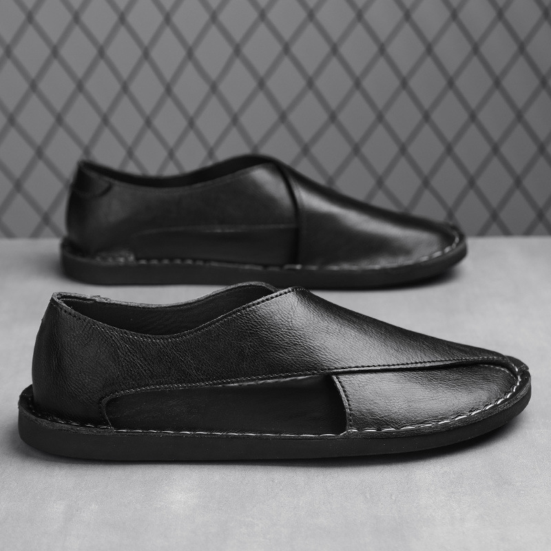 Genuine Leather Breathable One Pedal Beach Sandals foto 3