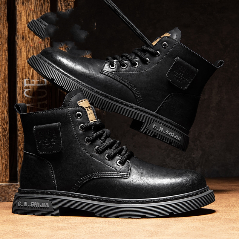 Autumn And Winter Fleece-lined With Hidden Heels Business Men's Low-top Martin Boots foto 4
