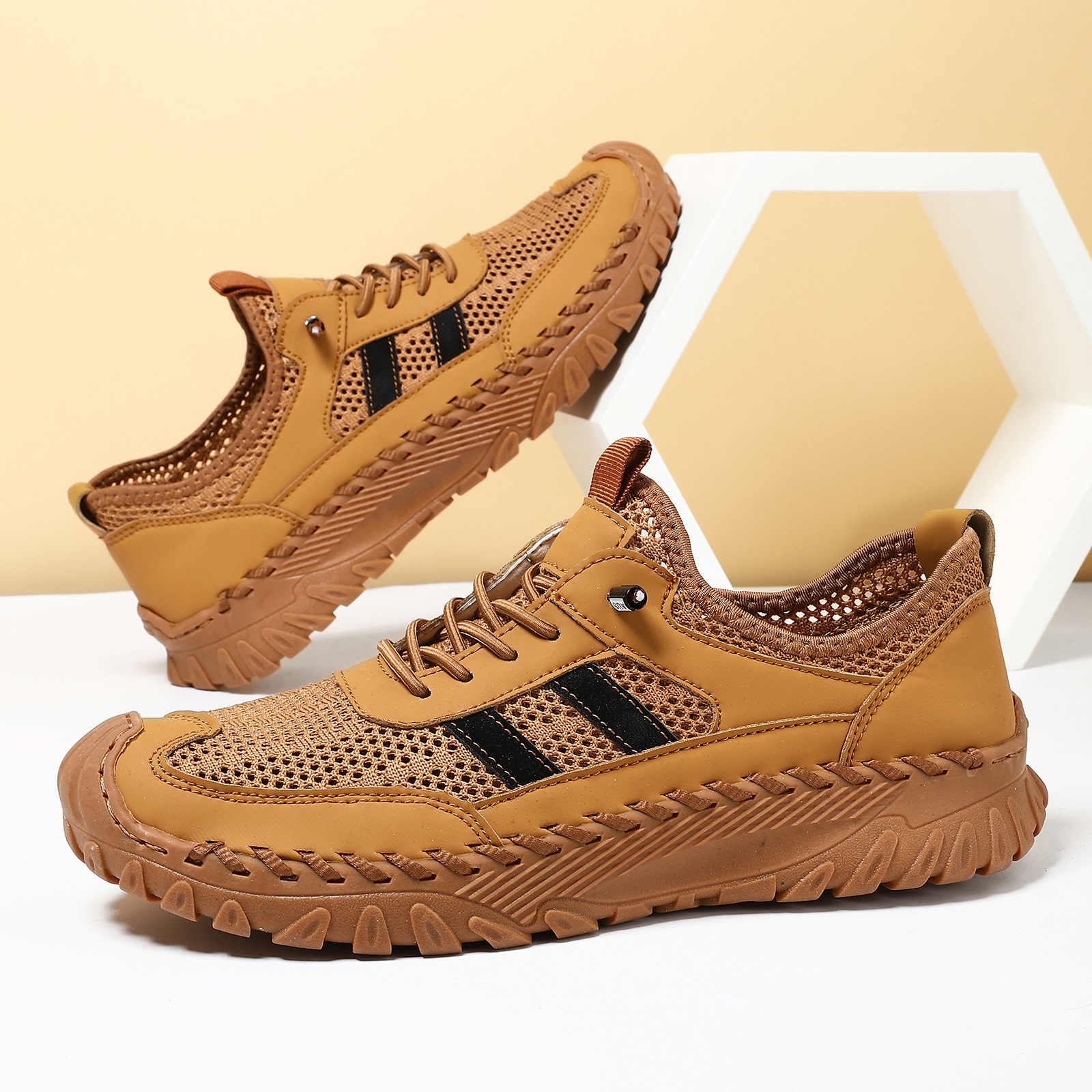 Plus Size Sewed Cowhide Mesh Korean Fashion Men's Shoes foto 4