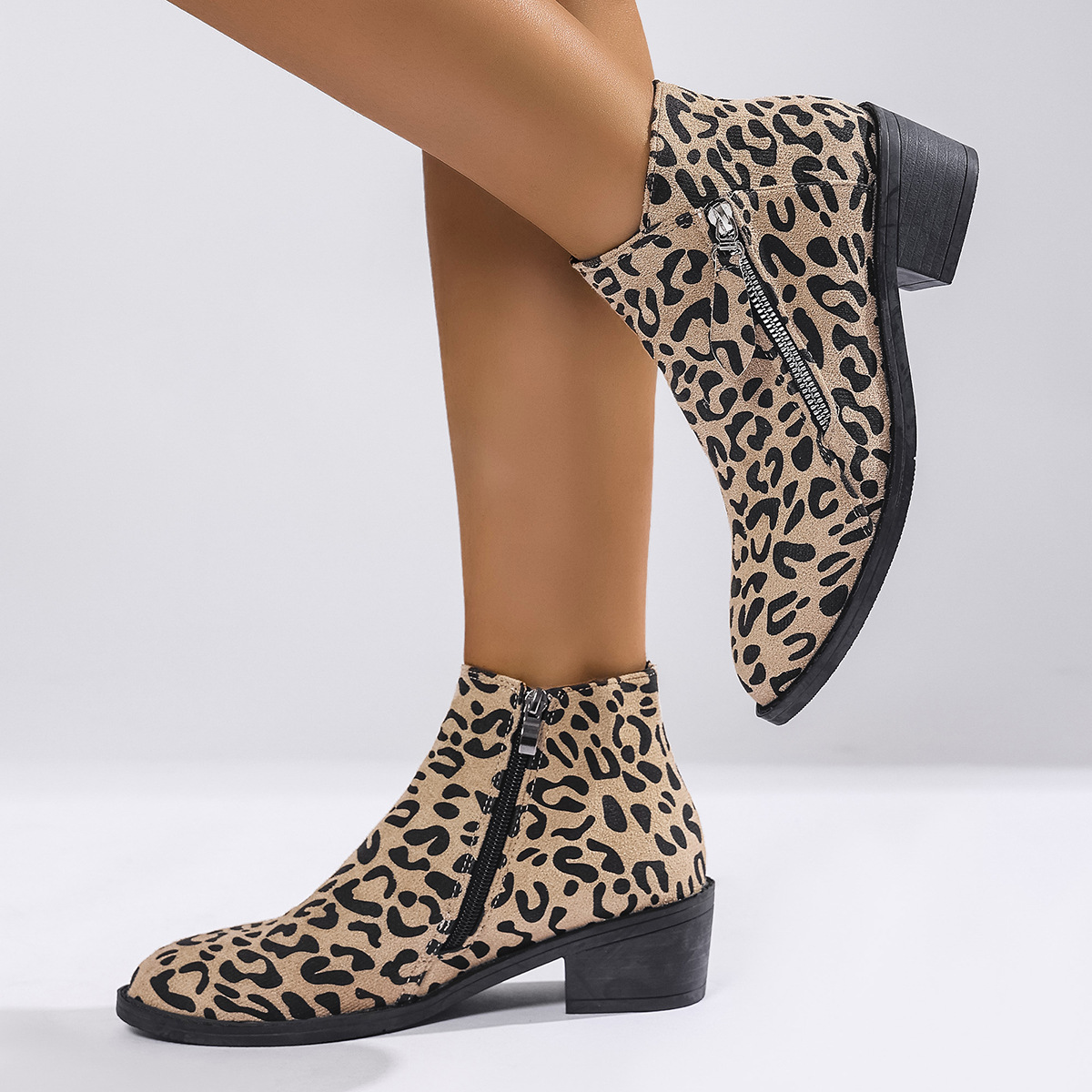 Ladies Chunky Heel Ankle Boots Large Size Pointed Toe foto 2