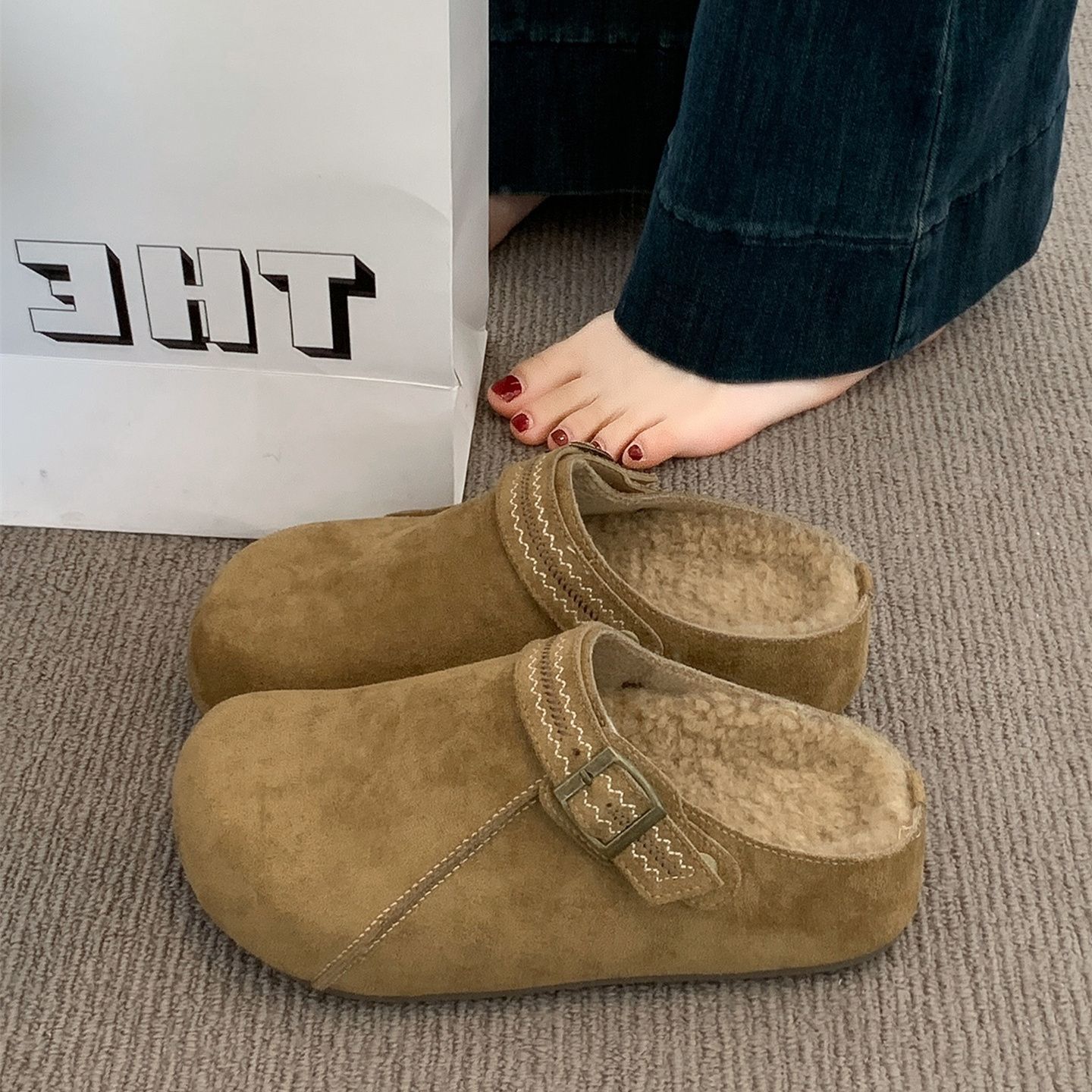 Thick Sole Half Slippers Women's Outer Wear New Autumn And Winter foto 2