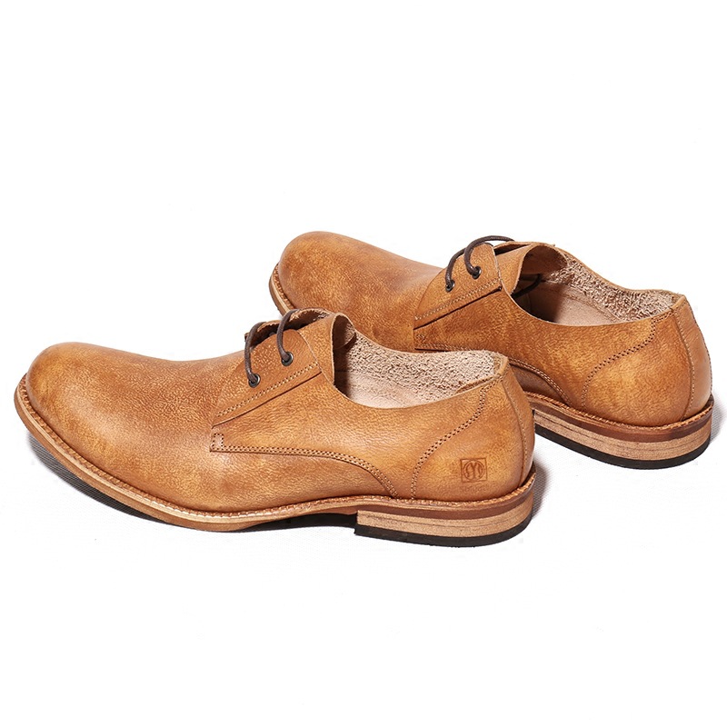 European And American Men's Round Toe Breathable Simple British Style Retro Distressed Shoes foto 5