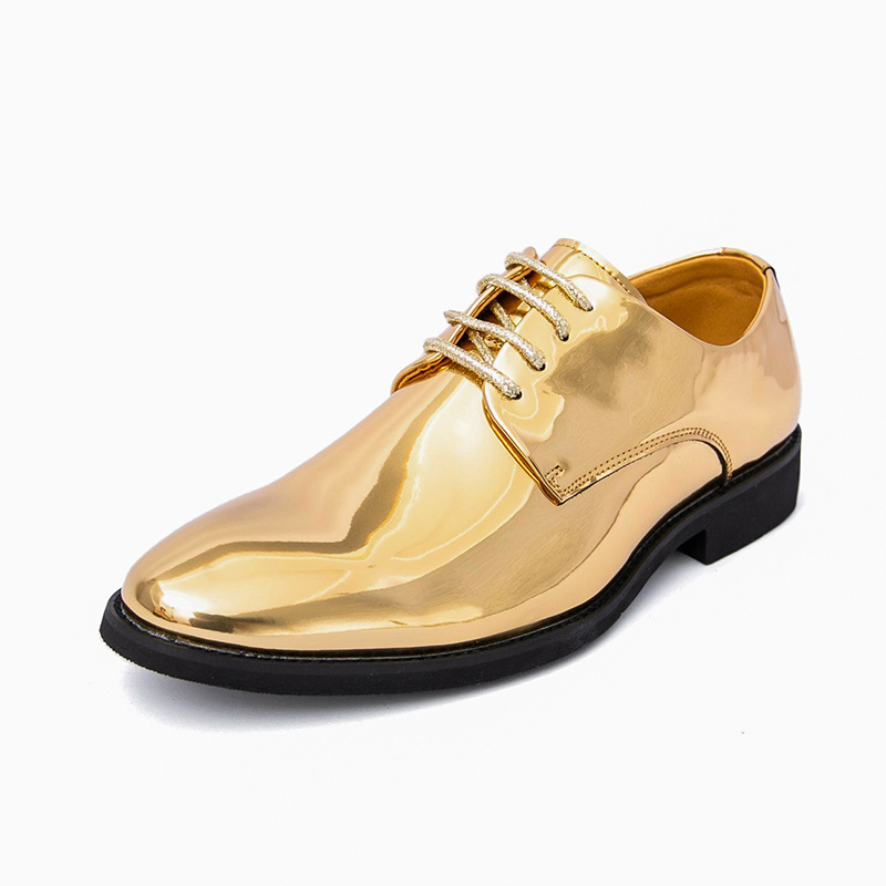 Mens Casual Pointed-toe Glossy Leather Shoes In British Style foto 5