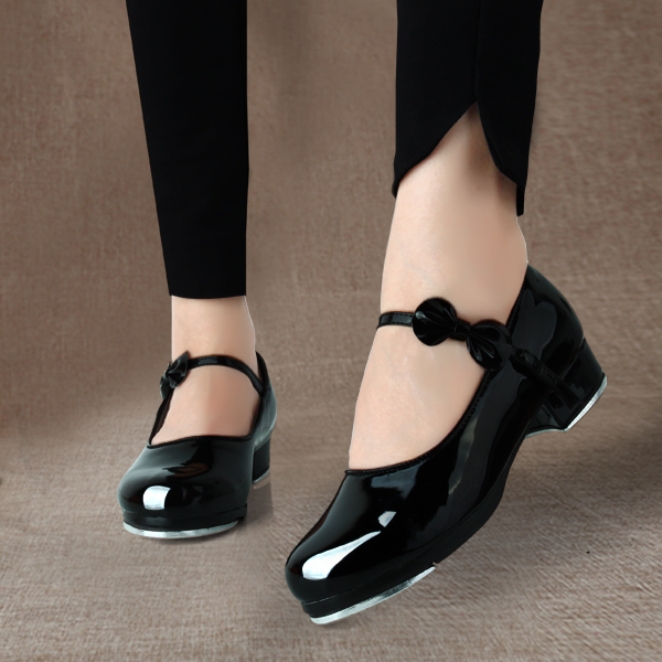 Girls Soft Bottom Glossy Bow Dance Shoe foto 4