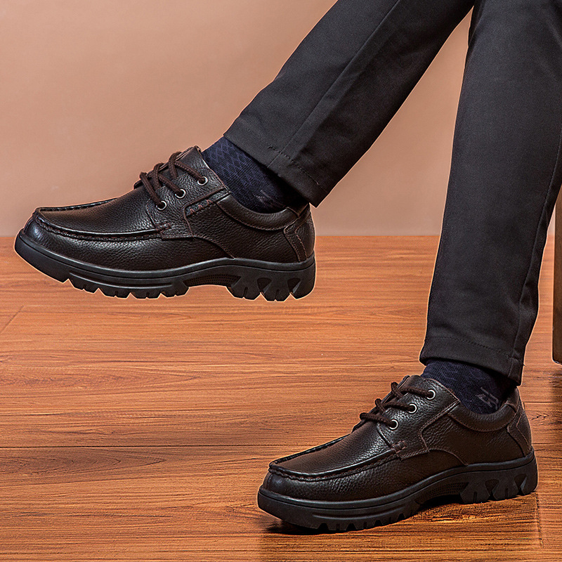 Outdoor Leather Shoes Low-cut Lace-up Casual Shoes Cowhide Work Boots