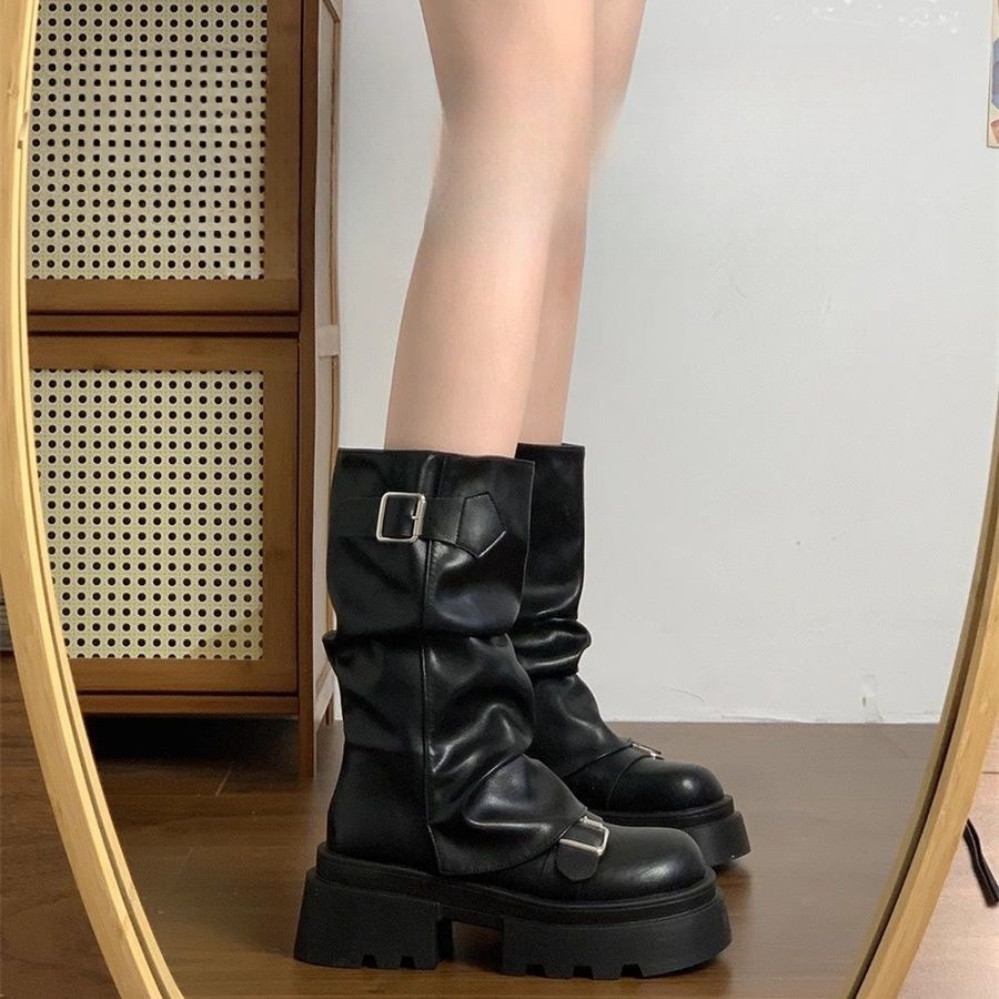 Retro Platform New Spring And Autumn Height Increasing, Brown Boots foto 4