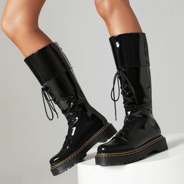 Womens High-heeled Lace-up Thigh-high Boots foto 3