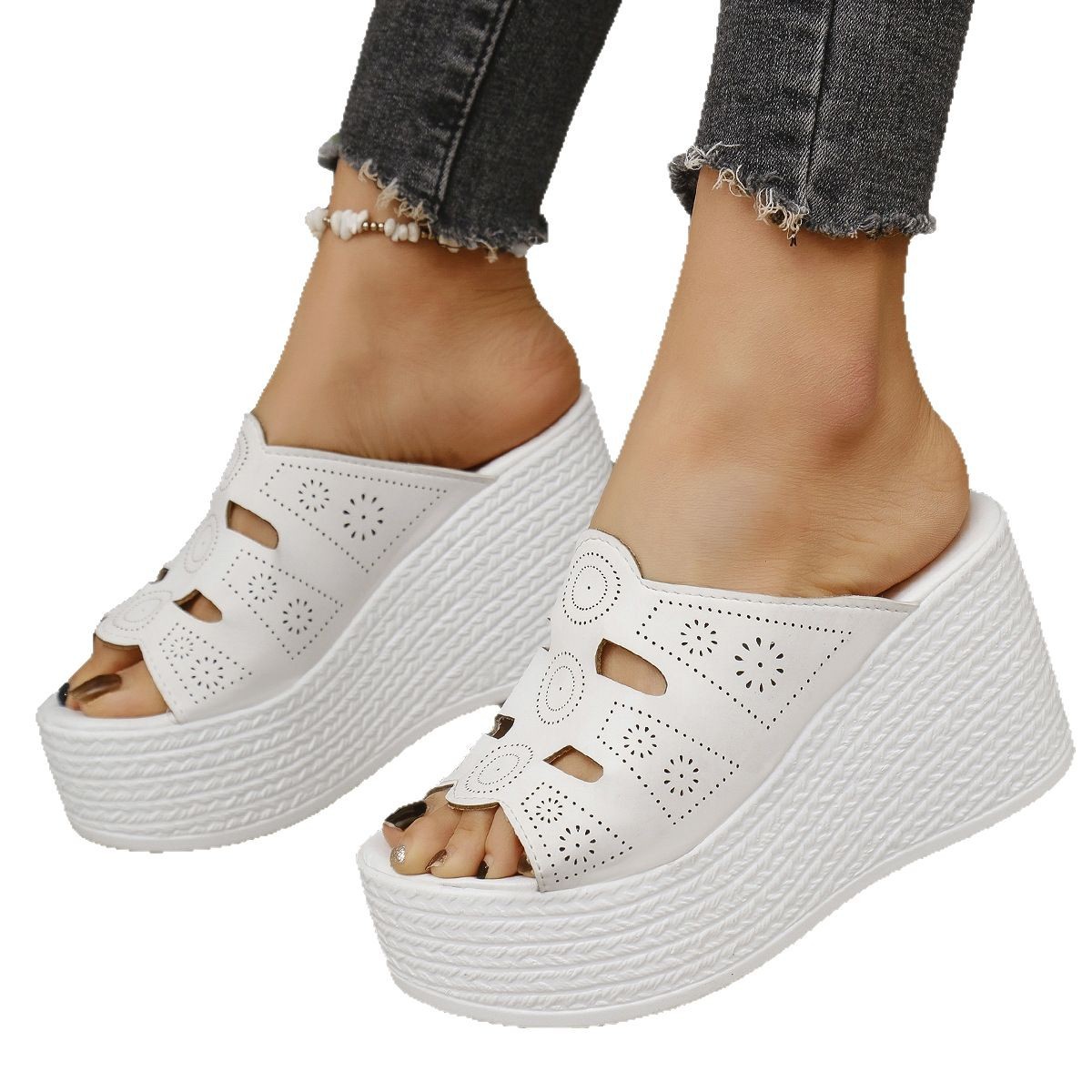 Plus Size Casual Slip-on Stitching Wedge Slippers foto 3