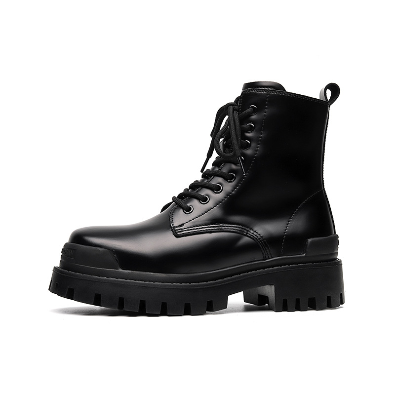 Youth High-top Round Head Mid-calf Thick Bottom Mid Heel Martin Boots foto 3