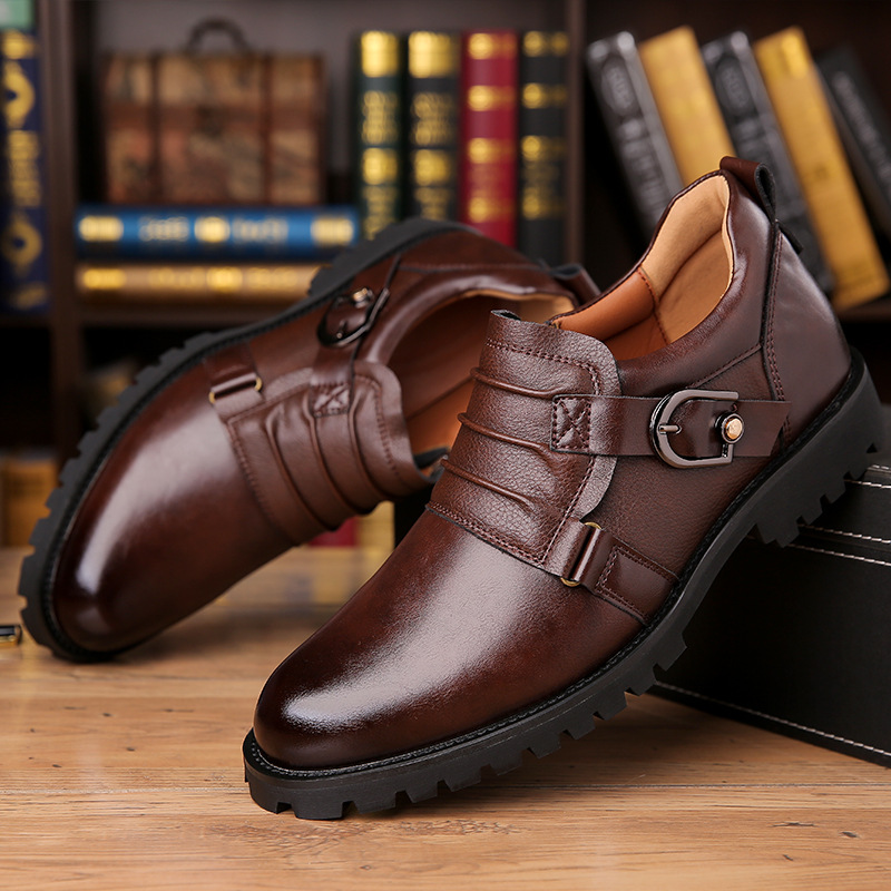 Low-top Versatile Retro Motorcycle Platform Round Toe Holder Men's Shoes foto 3