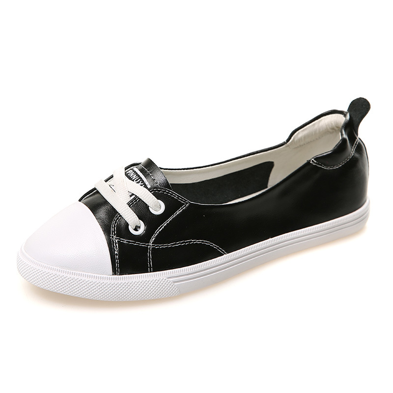 Leather White Shoes Women's Low-cut Flat Casual Shoes foto 3