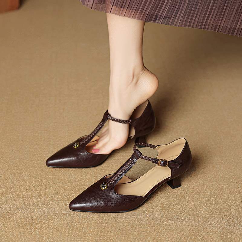 French Retro Camellia-Embellished Ballet Flats With Stiletto Heels foto 4