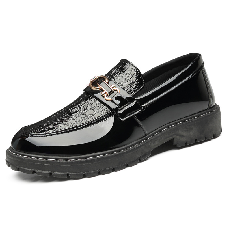 Glossy Casual Men's Youth British Leather Shoes foto 3