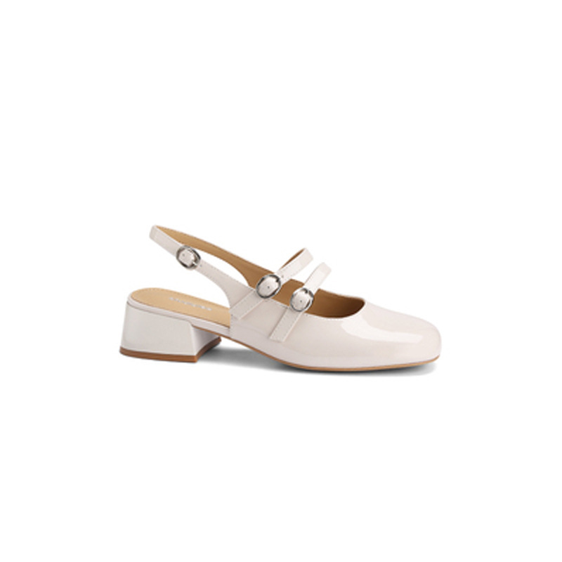 Women's Fashionable Retro Square-Toe Double-Breasted Sandals foto 3