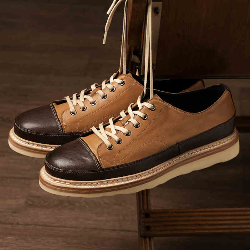 Vintage Vintage Handmade Board Shoes Genuine Leather Platform Casual Shoes foto 4