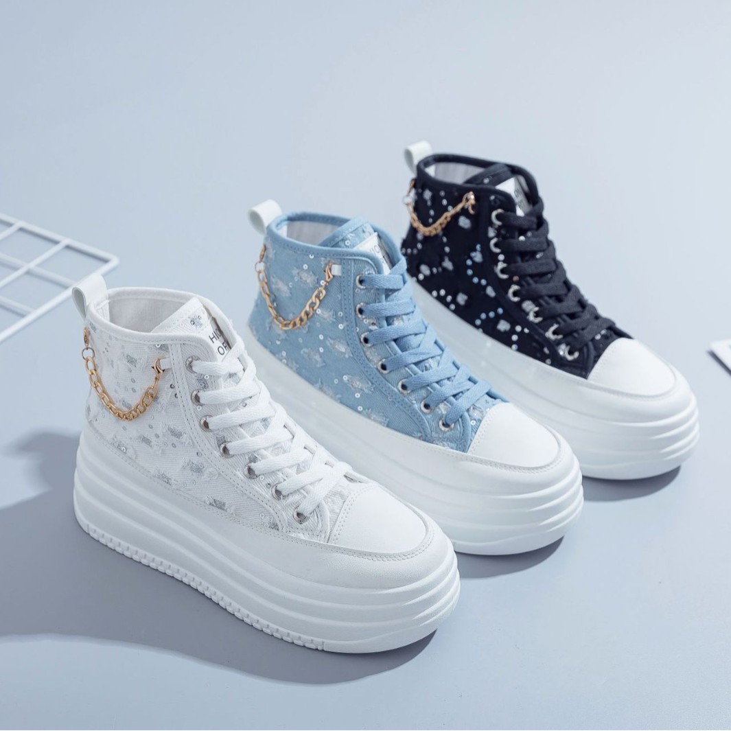 Denim Fashion Womens Casual Chain-Strap Shoes foto 2
