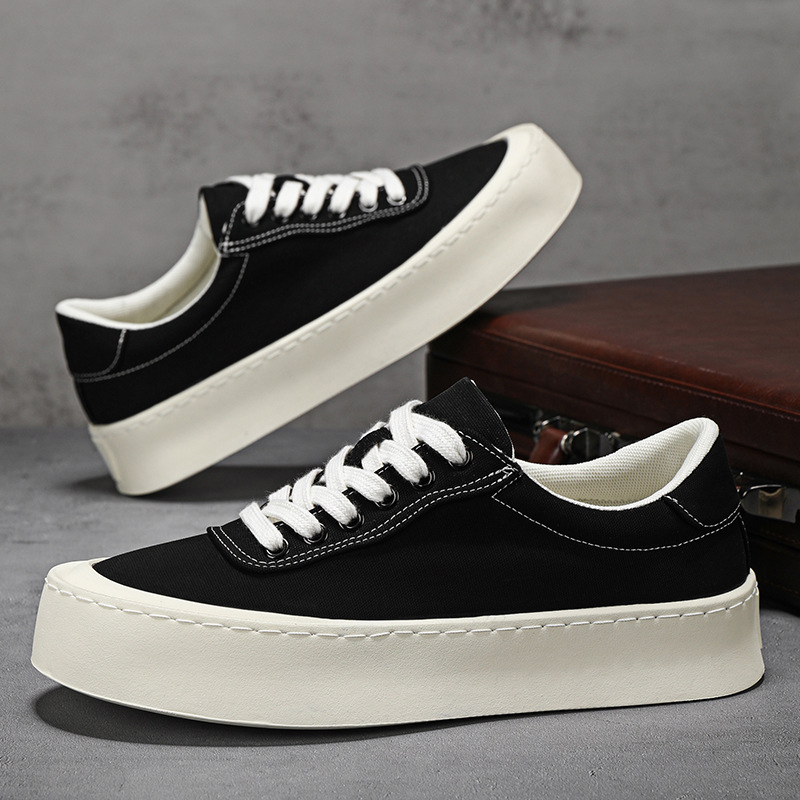 Mens Breathable Canvas Board Shoes With A Height-increasing Sole foto 2