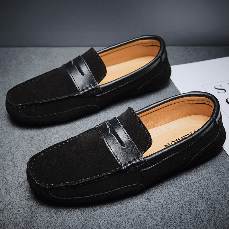 New Color-block Edging Slip On Loafer For Men Versatile Leather Shoes foto 4
