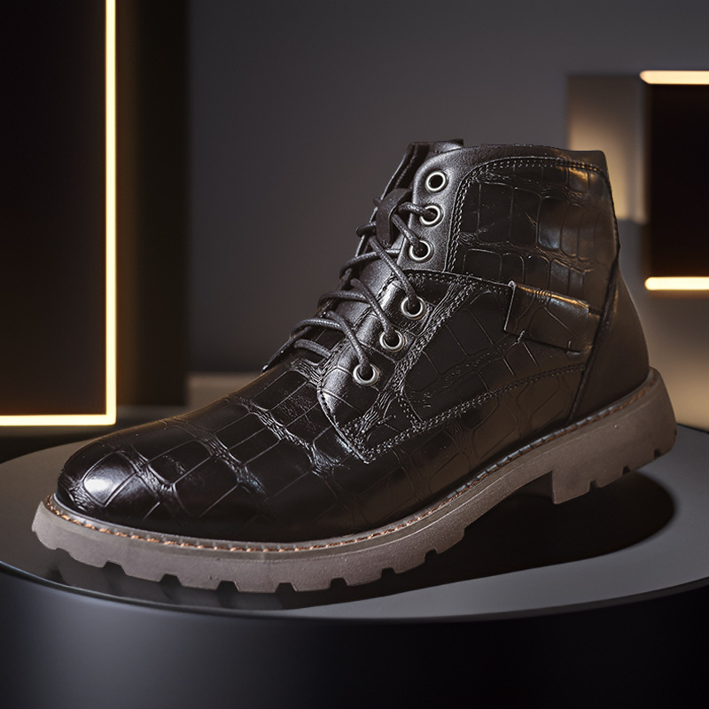 Retro Casual Outdoor Side Zipper Leather Boots foto 2
