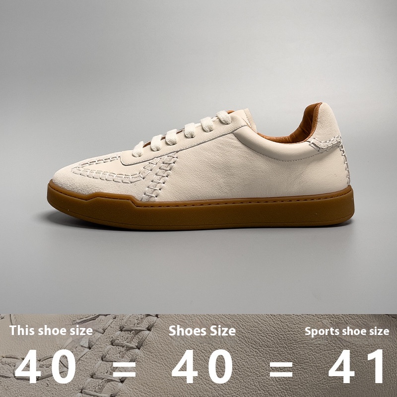 Baseball Low-cut Genuine Leather Sneakers Men's White Shoes foto 4