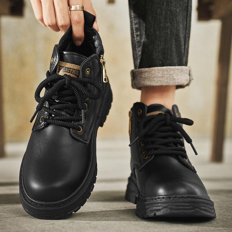 New Autumn Leisure Leather Waterproof Retro British Style Men's Plus Size Martin Boots foto 3