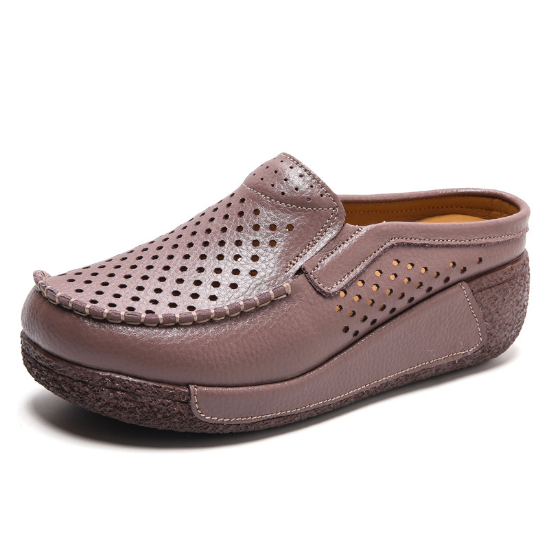 Fashionable All-match Rocking Shoes Thick-soled Muffin Closed Toe Half Slippers foto 5