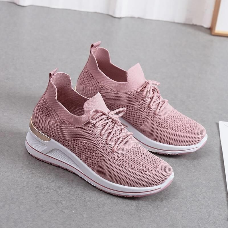 Autumn New Style Wedge Heel Outer Knit Women's Shoes Thick Sole Breathable Casual Shoes foto 3