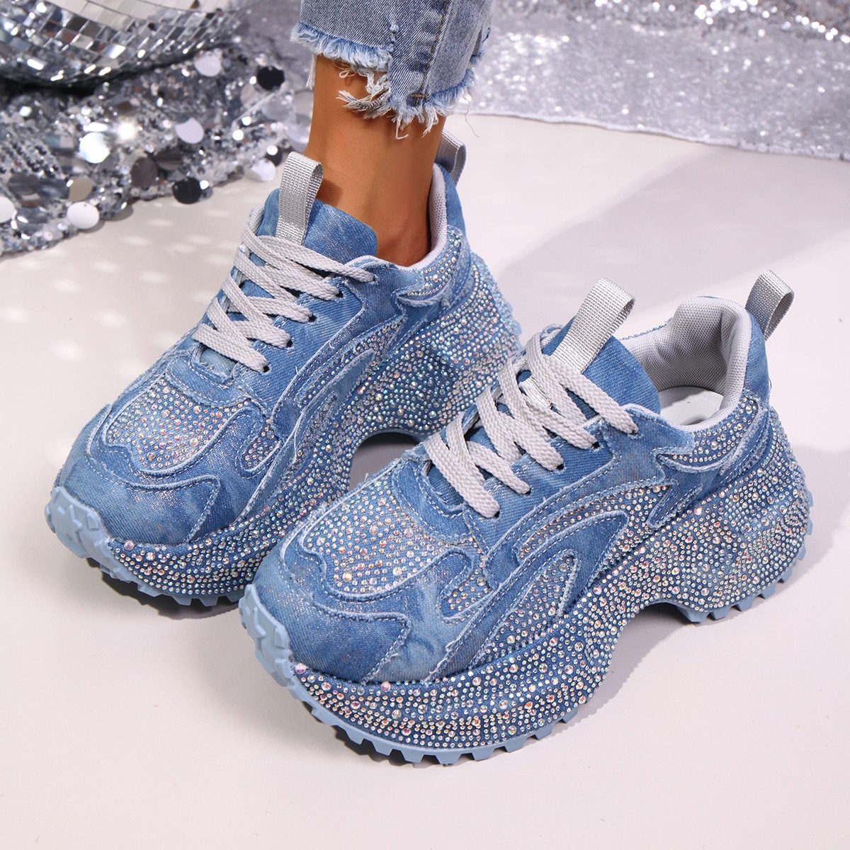 Womens Stylish Versatile Height-increasing Thick-soled Casual Sneakers foto 4