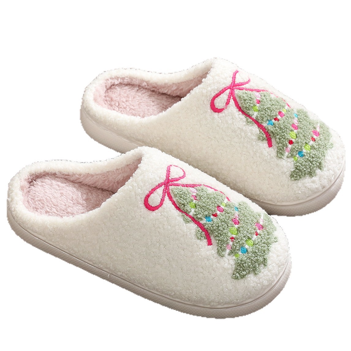 Fashion Bowknot Christmas Tree Cotton Slippers foto 3