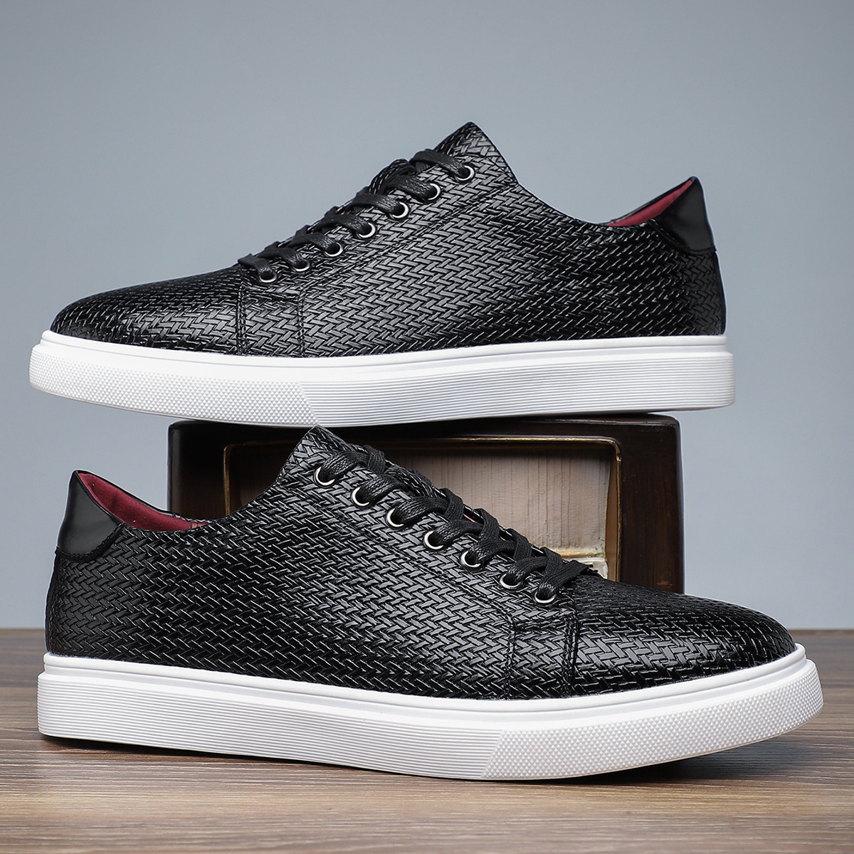 British Style Comfortable Breathable Men's Leather Shoes Low-top Flat Business foto 4