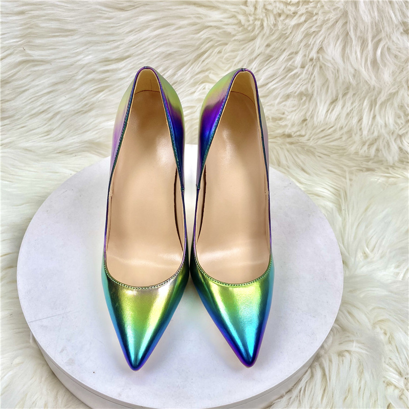 New Colorful Sheepskin High Heels Women's 12CM Pointed Stiletto Heel foto 3
