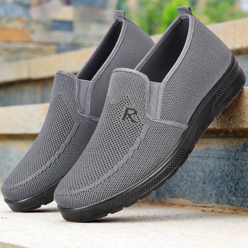 Polyurethane Men's Flying Woven Shoes Slip-on Soft Bottom foto 4