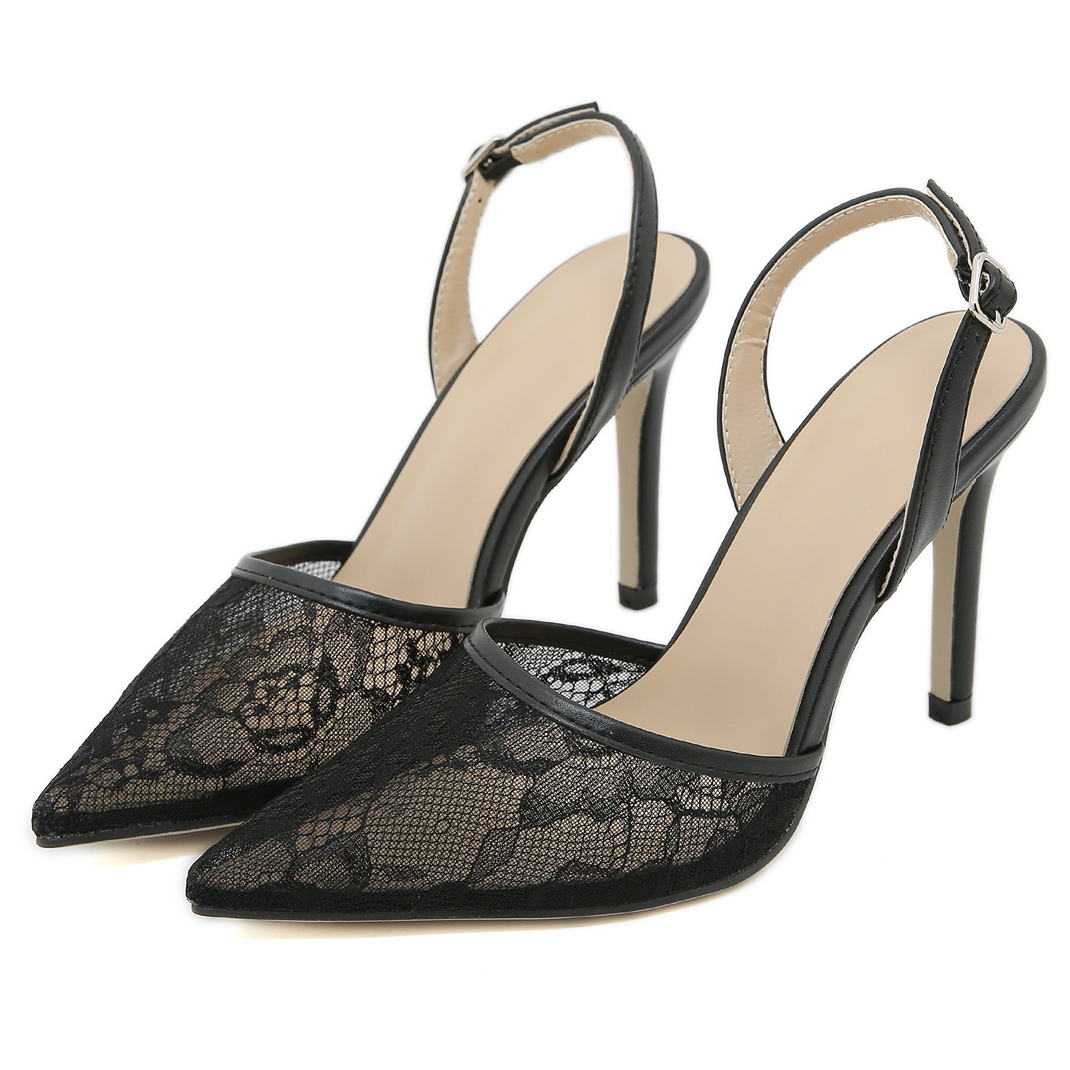 Women's French Lace Wedding Party High Heels foto 5