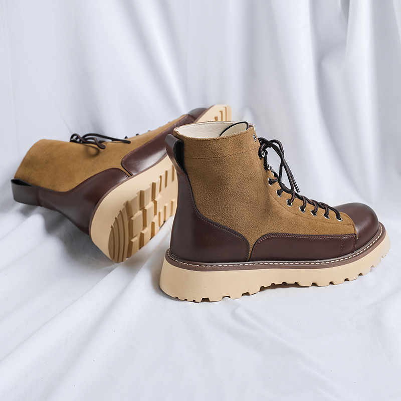 Patchwork Retro All-matching Work Clothes Boots foto 2