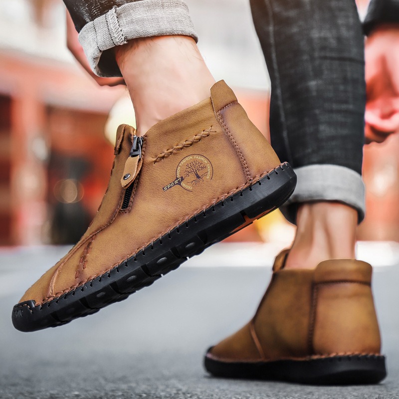 High-top Handmade Leather Shoes Thick Bottom Boots foto 4