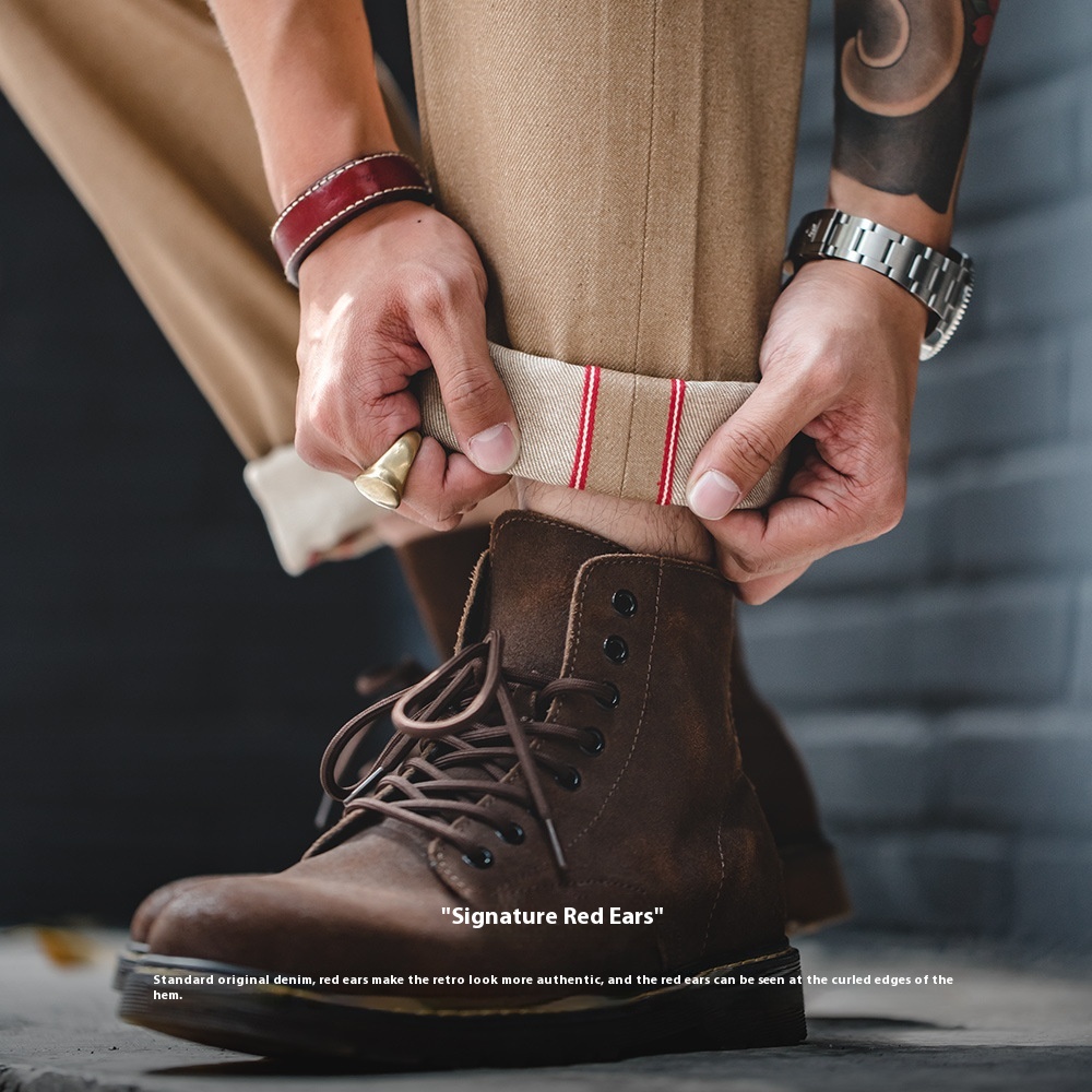 Vintage Khaki Jeans Straight-leg Trousers foto 2