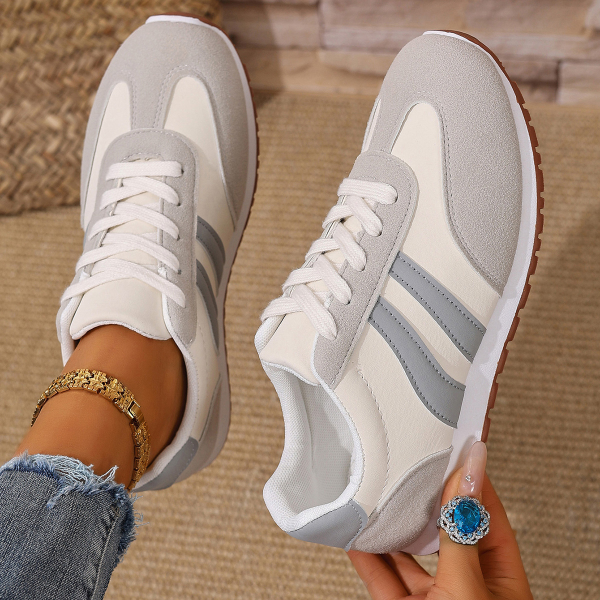 Outerwear Lace-up Color-block Casual Athletic Shoes foto 3