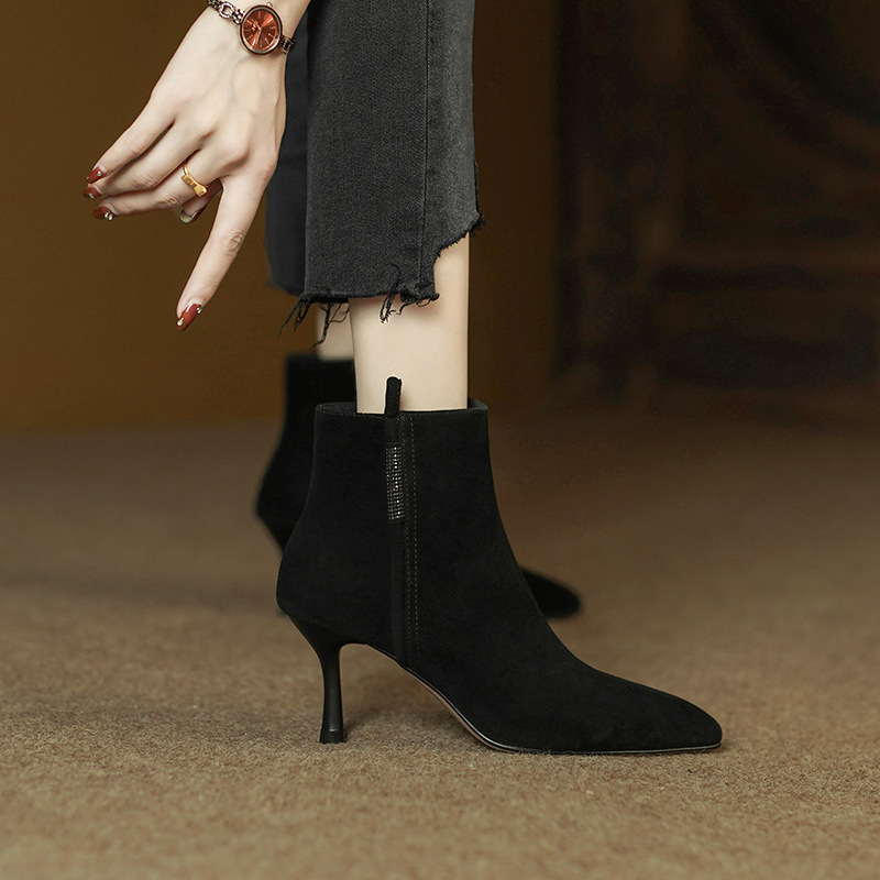 Side Zipper Rhinestone Women's Bare Elegant Woman Martin Boots foto 4