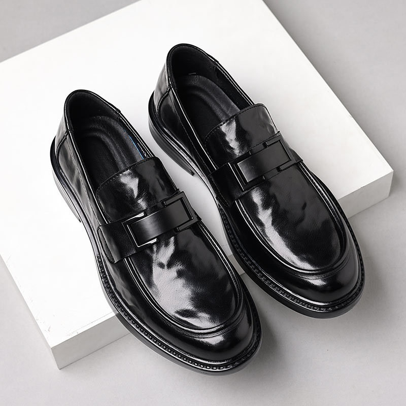Men's British Slip-on Pointed Leather Shoes foto 3
