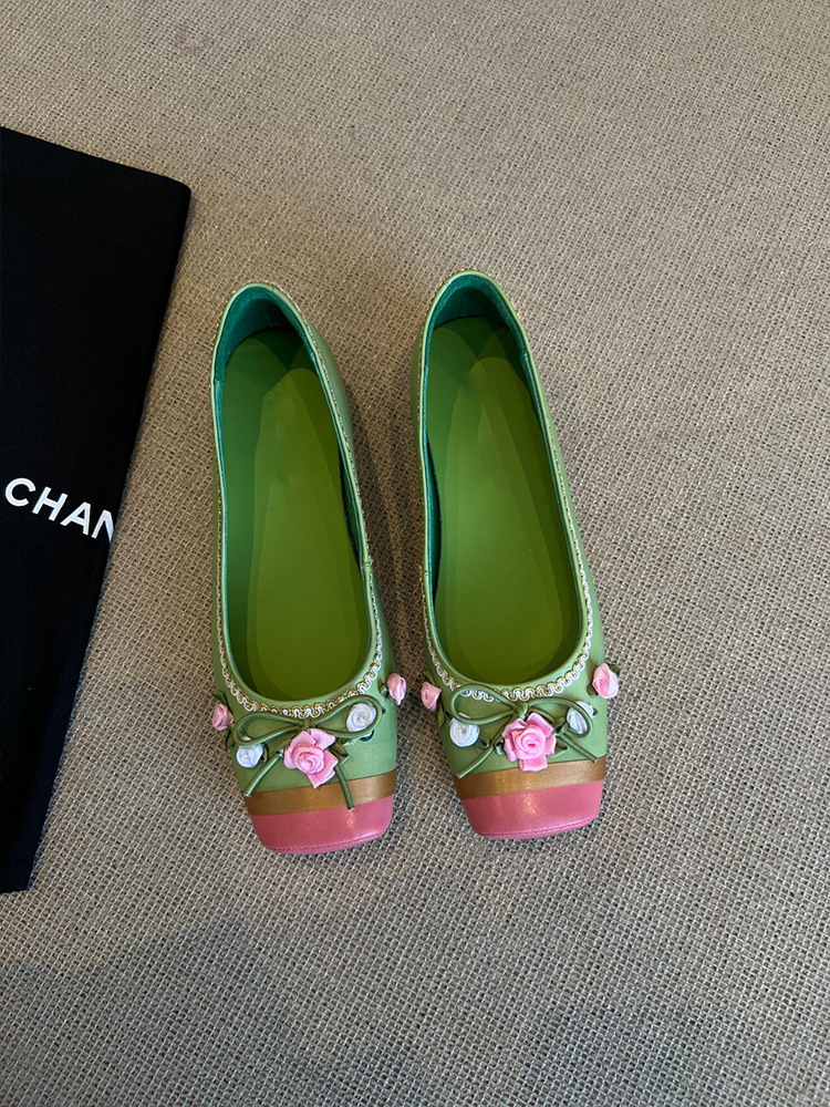 Square-toe Low-cut Womens Elevator Shoes With A Bow Slip-on Flat-soled Womens Shoes foto 5