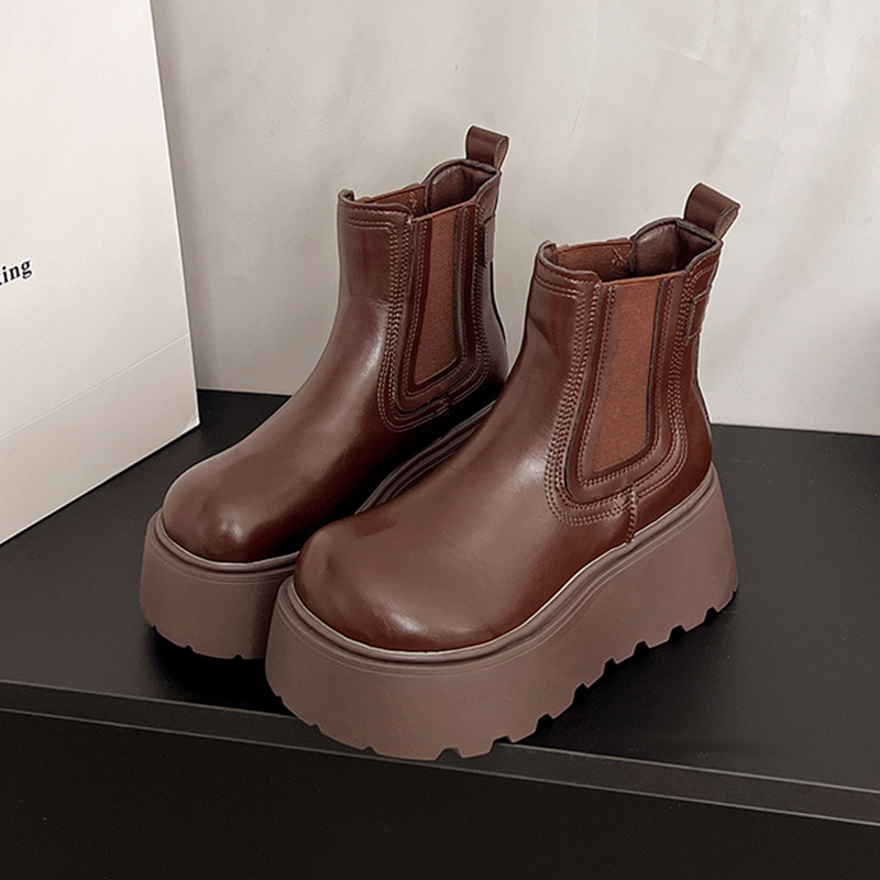 Women's Fashion British-style Chunky-sole Ankle Boots foto 5