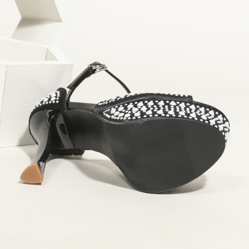 Fashionable Waterproof Platform Pearl Strap Ultra-High Heels foto 5