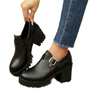 Spring High-Heel Chunky-Heel British-Style Elevating Fashion Pumps foto 2