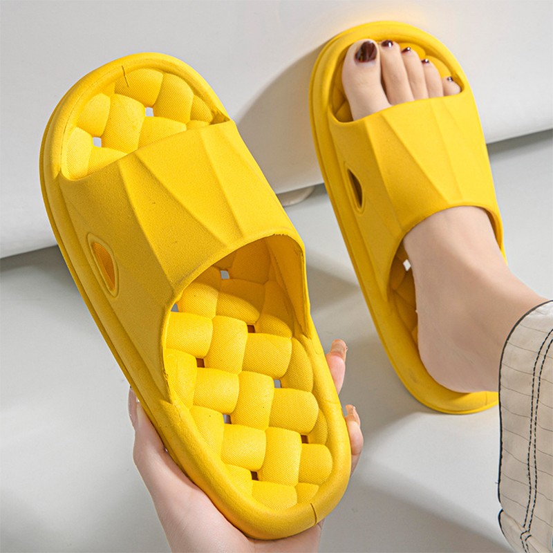 New Woven Texture Non-slip Slippers For Women Summer Indoor Floor Bathroom Home Slipper Men House Shoes foto 5