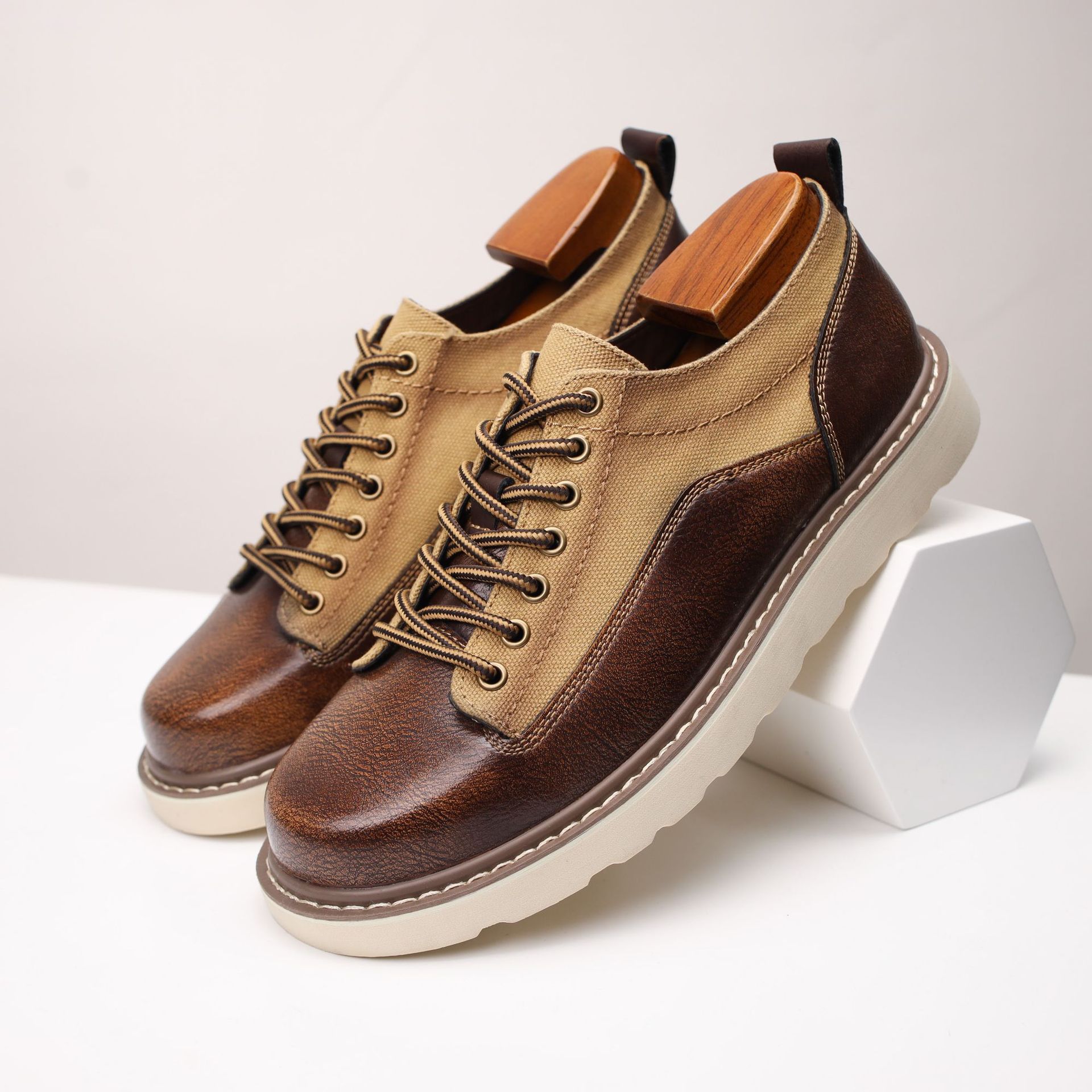 Vintage Work Shoes American Outdoor Leisure Leather Shoes foto 5