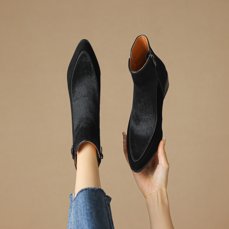 French High-end Suede Short Boots For Women, Autumn And Winter, Lined With Fleece, Genuine Leather