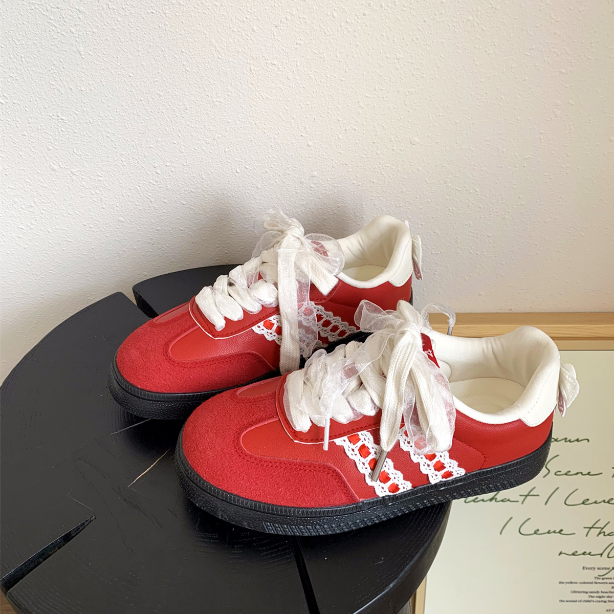 Fashionable Lace Bow-decorated Flat Casual Shoes foto 3